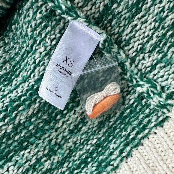 MOTHER Denim Long Drop Cardigan in Forest and Cream - Picture 7 of 9